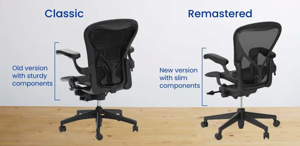 aeron classic versus remastered, visual difference in components