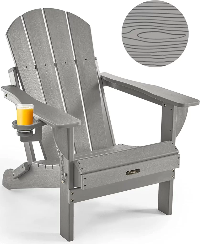 Wood Textured Adirondack Chair with Cup Holder